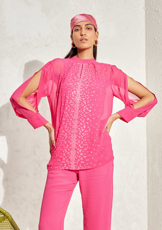 Namrata Joshipura-Fuchsia Pink Metallic Top-INDIASPOPUP.COM