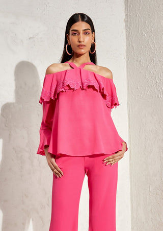 Namrata Joshipura-Fuchsia Off-Shoulder Top-INDIASPOPUP.COM