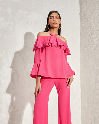 Namrata Joshipura-Fuchsia Off-Shoulder Top-INDIASPOPUP.COM