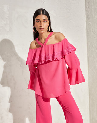 Namrata Joshipura-Fuchsia Off-Shoulder Top-INDIASPOPUP.COM