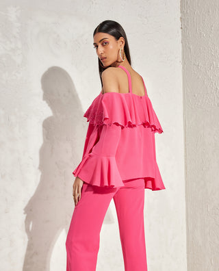 Namrata Joshipura-Fuchsia Off-Shoulder Top-INDIASPOPUP.COM