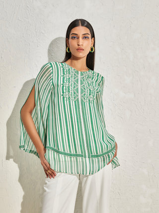 Namrata Joshipura-Green Stripes Double Layer Top-INDIASPOPUP.COM