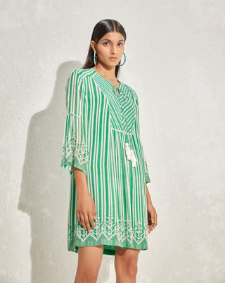 Namrata Joshipura-Kelly Green Aster Stripes Shift Dress-INDIASPOPUP.COM