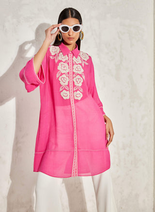Namrata Joshipura-Fuchsia Pink Boxy Tunic-INDIASPOPUP.COM