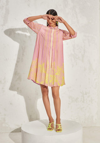 Namrata Joshipura-Lilac Acadia Gathered Shirt Dress-INDIASPOPUP.COM