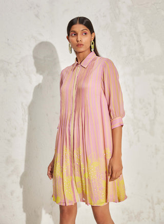 Namrata Joshipura-Lilac Acadia Gathered Shirt Dress-INDIASPOPUP.COM