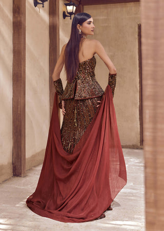Coffee kansya noor corset lehenga set