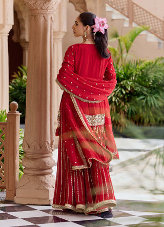 Red padma valli sharara set