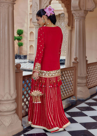 Red padma valli sharara set
