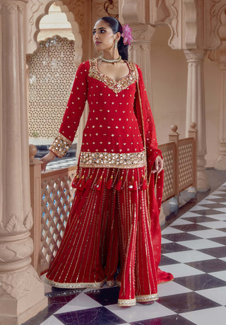 Red padma valli sharara set