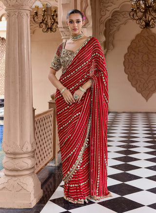 Red rajraga jalsaa sari set