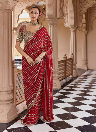 Red rajraga jalsaa sari set
