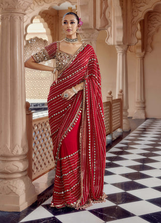 Red rajraga jalsaa sari set