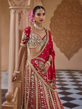 Red padmashree lehenga set