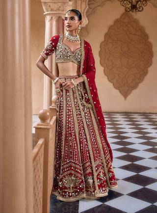 Red padmashree lehenga set