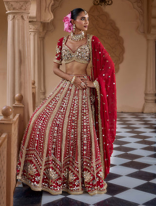 Red padmashree lehenga set