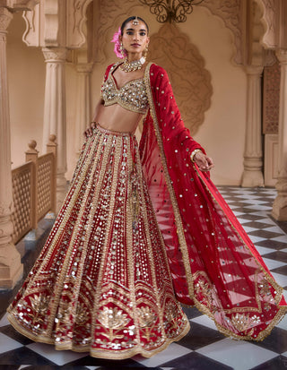 Red padmashree lehenga set