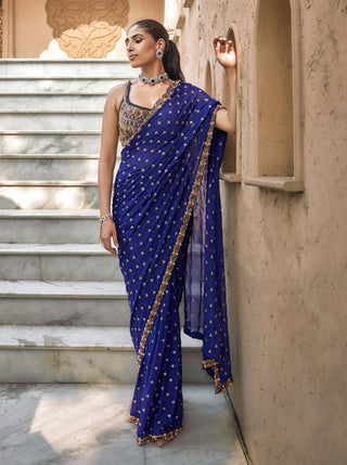 Purple indraneel padma sari set