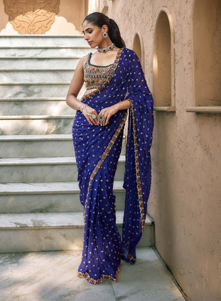 Purple indraneel padma sari set