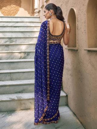 Purple indraneel padma sari set