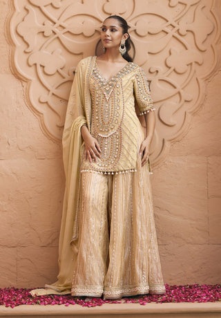 Golden kanchan meher sharara set