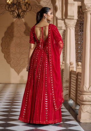 Red raktambara anarkali lehenga set
