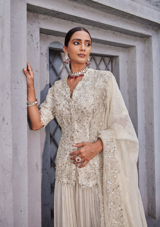 Nidhika Shekhar-Ivory Embroidered Sharara Set-INDIASPOPUP.COM