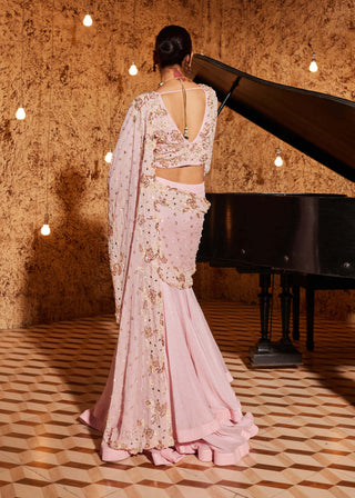 Nidhika Shekhar-Strawberry Pink Sari And Blouse-INDIASPOPUP.COM
