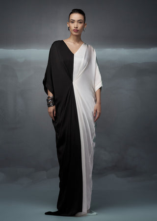 Black White Rothko Pinched Gown by Nachiket Barve available on Indiaspopup