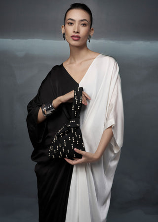 Black White Rothko Pinched Gown by Nachiket Barve available on Indiaspopup