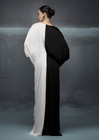 Black White Rothko Pinched Gown by Nachiket Barve available on Indiaspopup