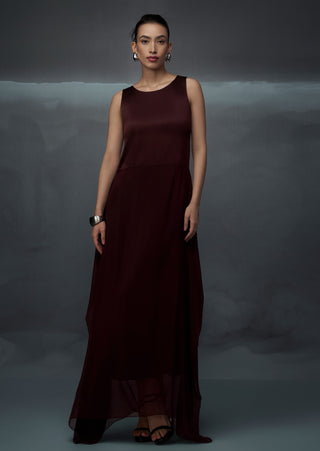 Brown Rothko Draped Dress by Nachiket Barve available on Indiaspopup