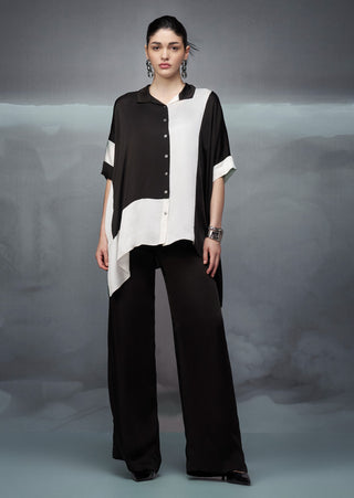 Black white rothko poncho shirt and pants