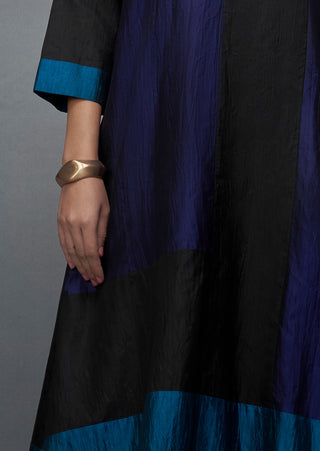 Black blue teal rothko silk kurta set