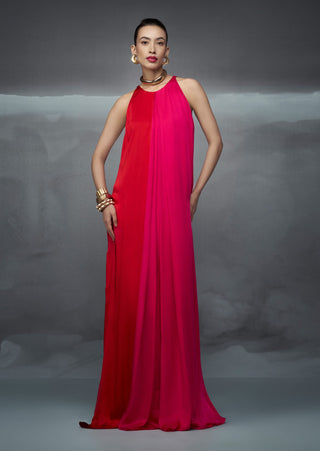 Red Pink Rothko Maxi Gown by Nachiket Barve available on Indiaspopup