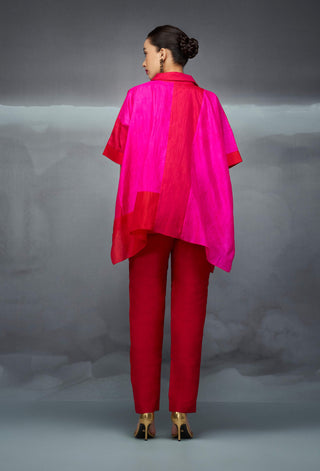 Red Pink Rothko Poncho Shirt And Pants by Nachiket Barve available on Indiaspopup