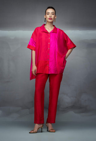 Red Pink Rothko Poncho Shirt And Pants by Nachiket Barve available on Indiaspopup