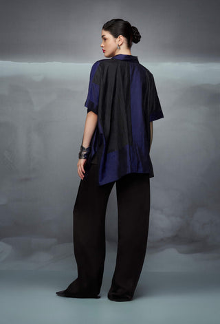 Black indigo rothko poncho shirt and pants