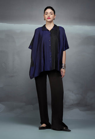 Black indigo rothko poncho shirt and pants