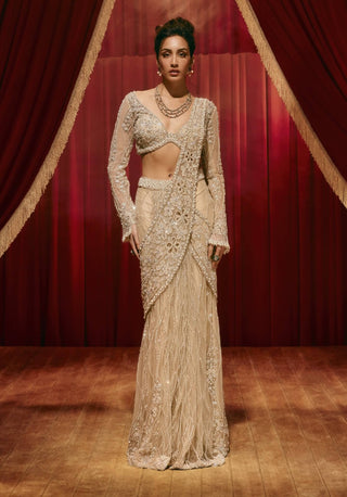 Natalia ivory drape sari and blouse