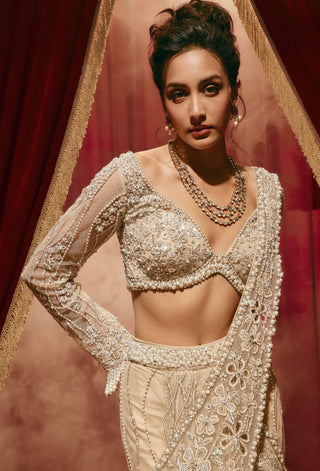 Natalia ivory drape sari and blouse