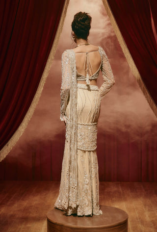 Natalia ivory drape sari and blouse