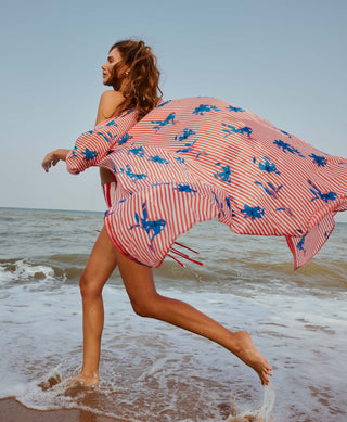 Hummingbird Bikini With Striped Floral Cape Set by Nautanky, available on Indiaspopup.com