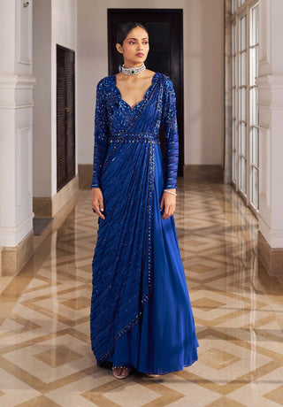 Masarrat inky blue anarkali with belt