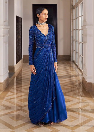 Masarrat inky blue anarkali with belt