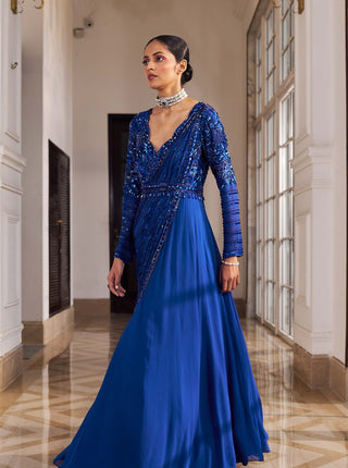 Masarrat inky blue anarkali with belt