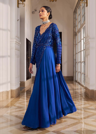 Masarrat inky blue anarkali with belt
