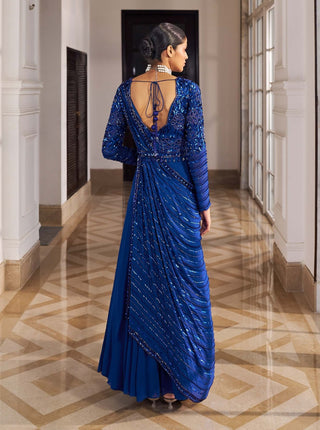 Masarrat inky blue anarkali with belt