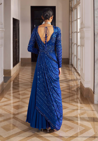 Masarrat inky blue anarkali with belt