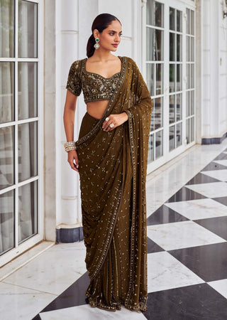 Suheri ullaas copper sari with blouse
